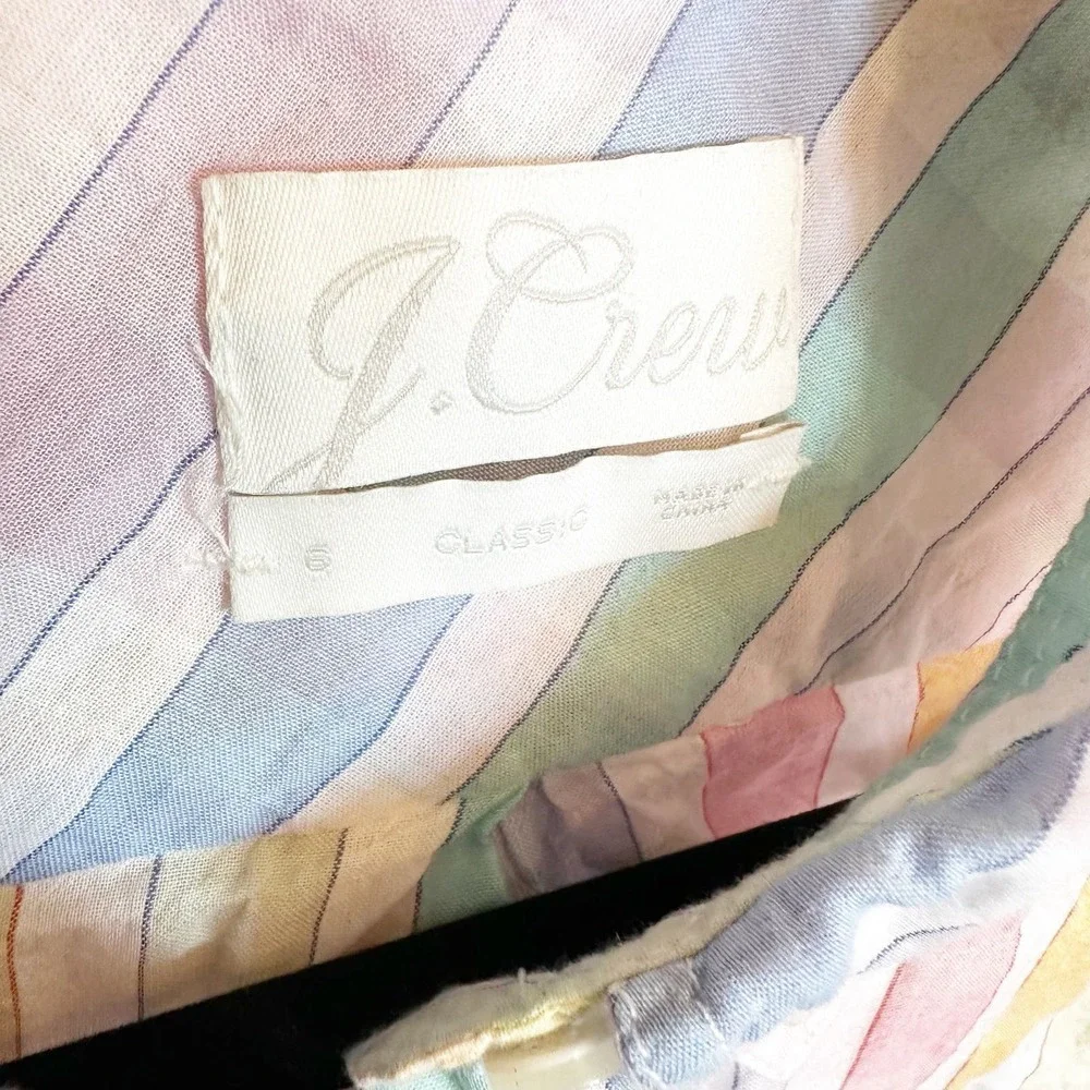 J.Crew Women’s Classic Fit  Pastel Rainbow Crinkle Gingham Button Front Gauzy - Picture 4 of 12